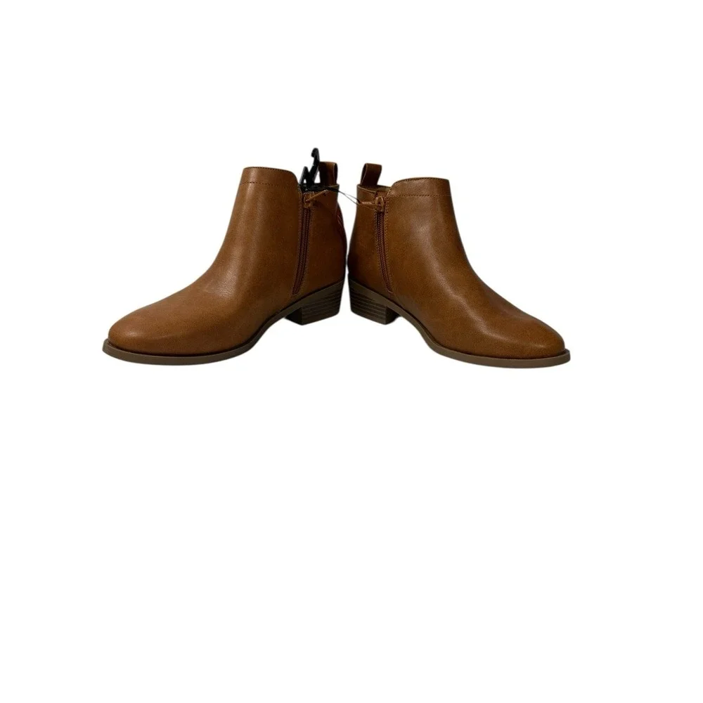 wonder‎ nation girls ankle boots brown zips up the side size 5